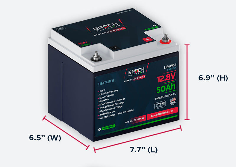 TezePower 12V 50Ah Lithium Iron Phosphate Battery with Bluetooth,  Self-heating and Active Balancer, Built-in 50A Daly BMS(Bluetooth Built-in  Version)